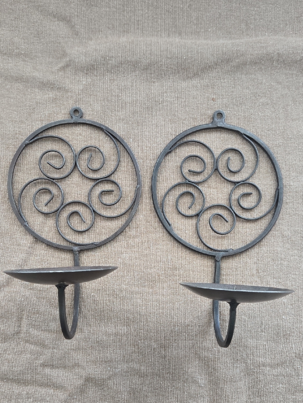 Decorative Metal Wall Sconce Pair in Bronze